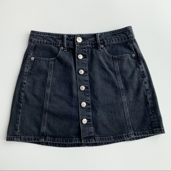 American Eagle Button Front Denim Mini Skirt Sz 4 - Picture 1 of 6